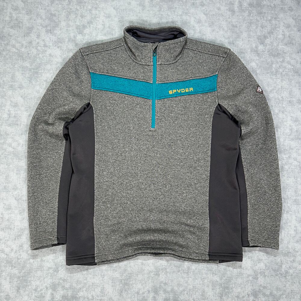 Spyder Encore fleece 1/4 zip pullover Mens Large Grey Blue Outdoors